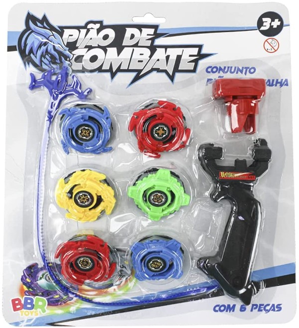 Encontraproduto.com.br - Kit Pião de Batalha com 6 Peças - Bbr Toys
