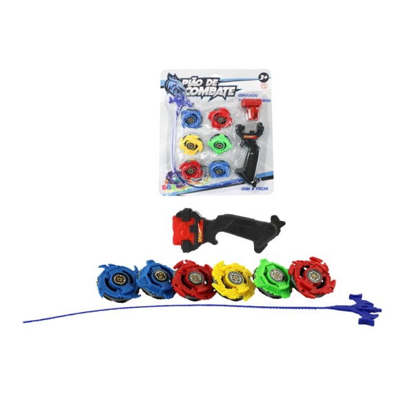 Encontraproduto.com.br - Kit Pião de Batalha com 6 Peças - Bbr Toys