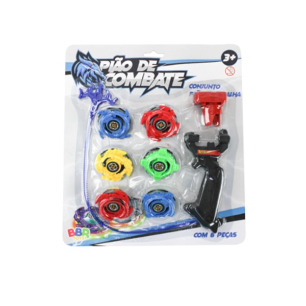 Encontraproduto.com.br - Kit Pião de Batalha com 6 Peças - Bbr Toys