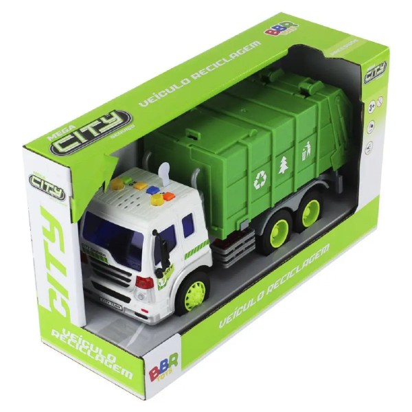 Encontraproduto.com.br - Caminhão Reciclagem Mega City com Luzes e Sons - BBR Toys