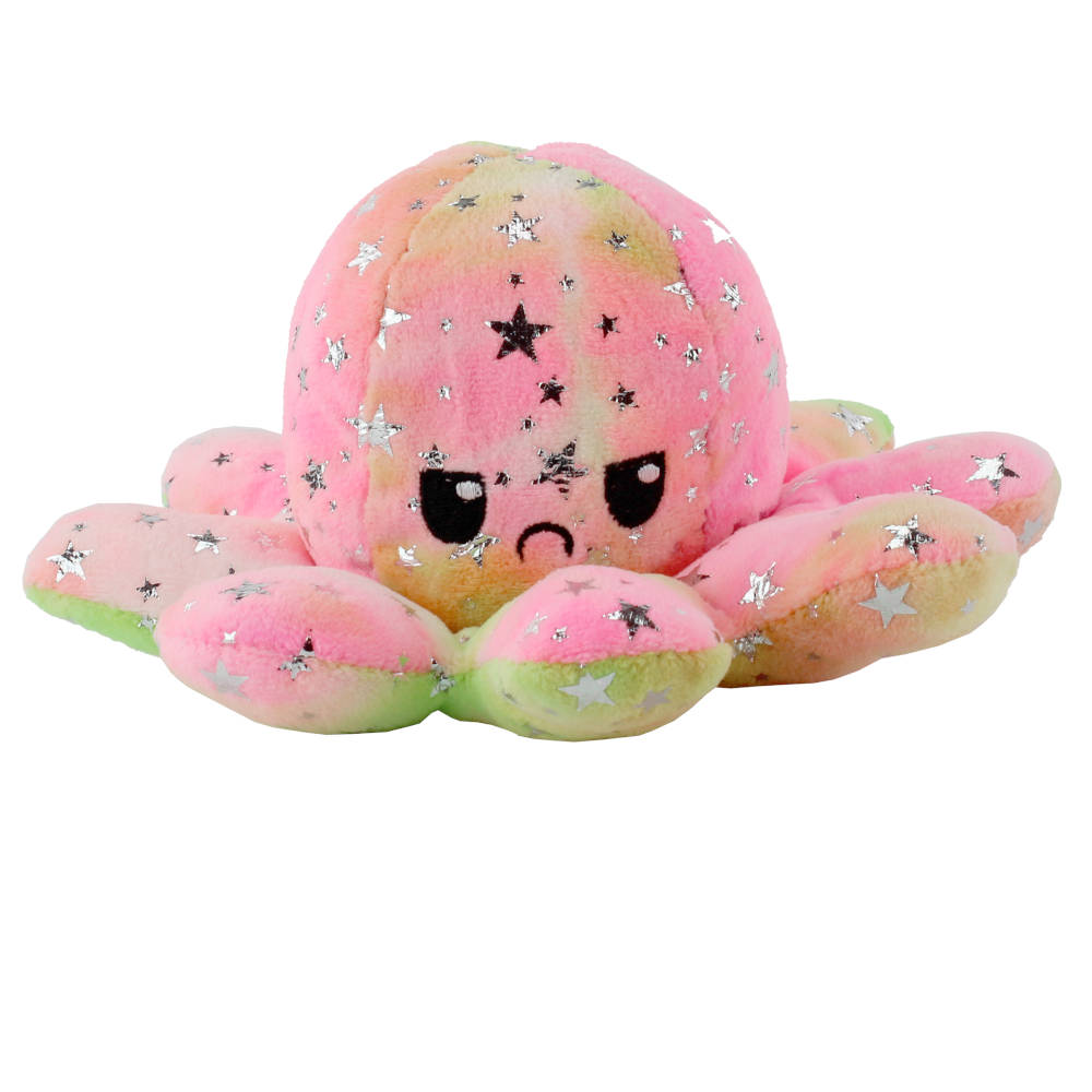 Polvo Pelúcia Tiktok Reversível Feliz Bravo Bipolar Rosa 10cm