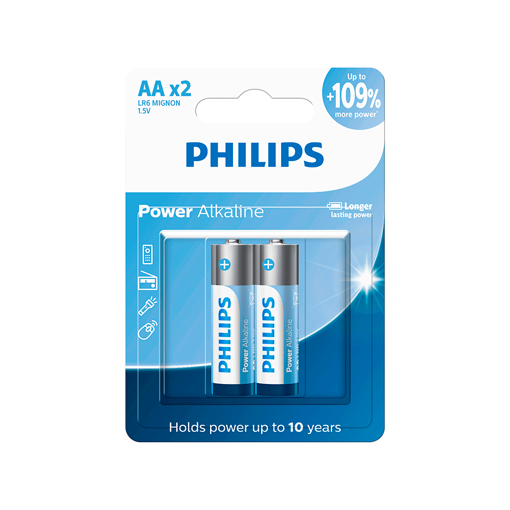 Encontraproduto.com.br - Pilha Philips Alcalina AA 1 5V LR6P2B/59 com 2 unidades