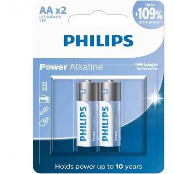 Encontraproduto.com.br - Pilha Philips Alcalina AA 1 5V LR6P2B/59 com 2 unidades