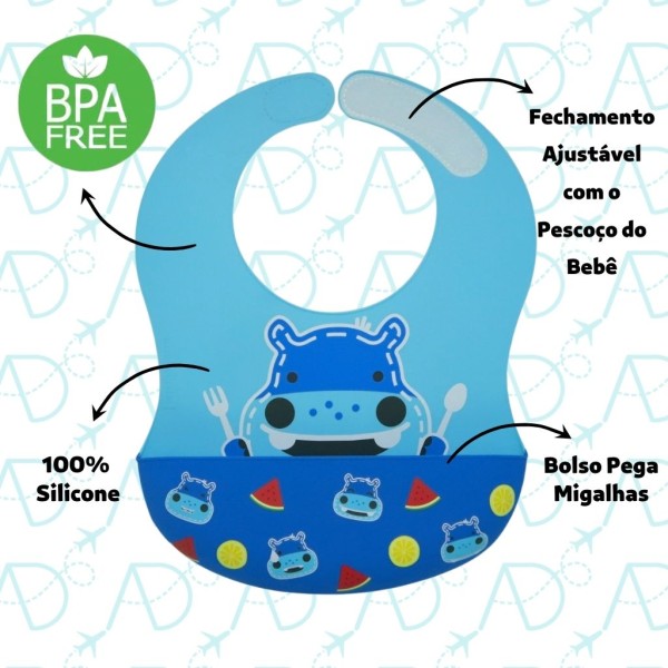 Encontraproduto.com.br - Babador Cobertura Total Elefante Verde XL Marcus e Marcus