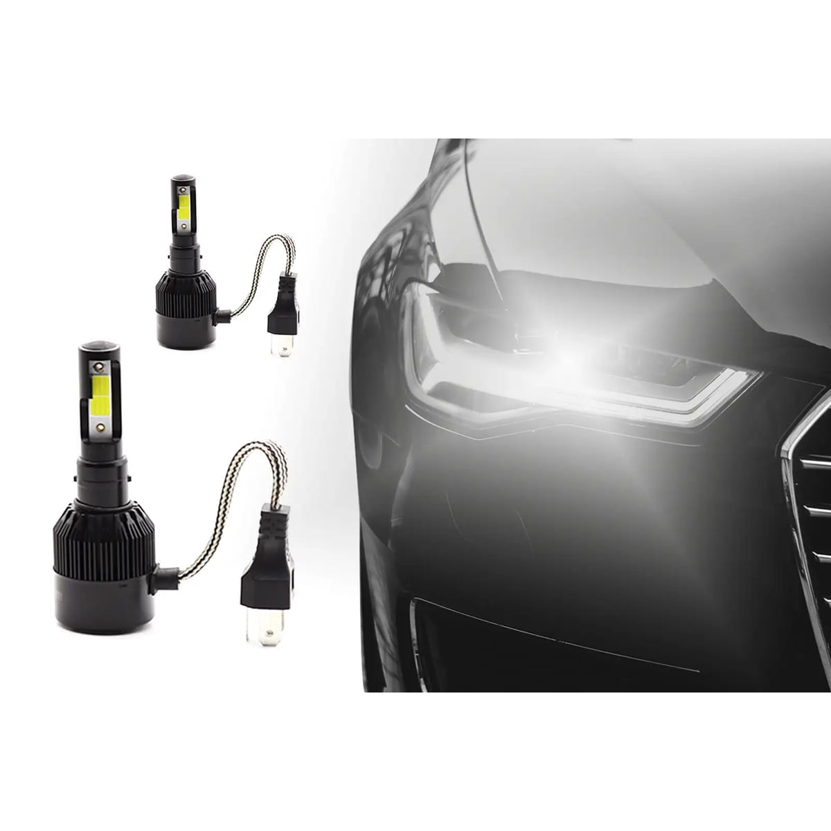 Encontraproduto.com.br - Kit Par de Lâmpadas Automotiva Super Led H4 6000K Limited Edition - Code by Tech One