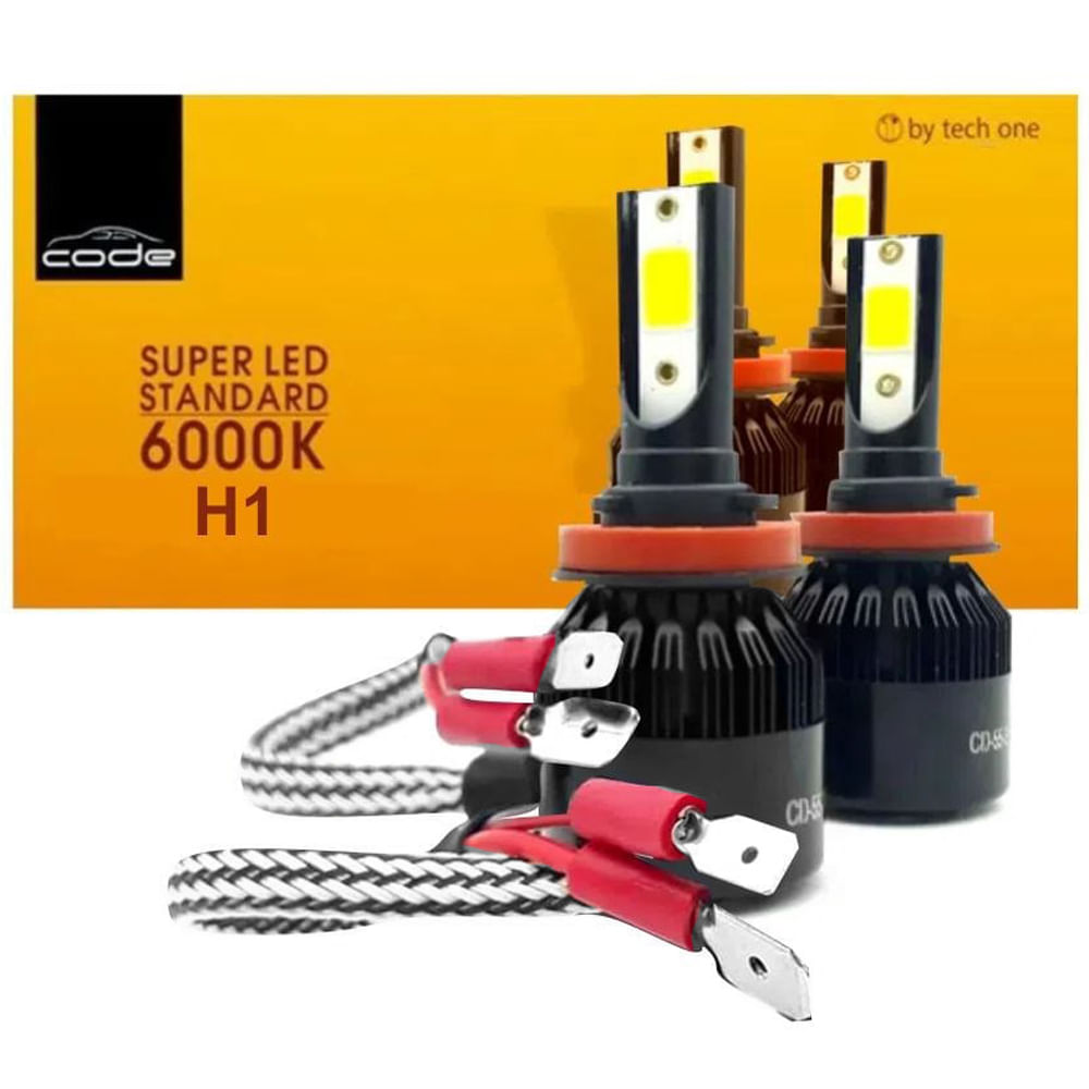 Encontraproduto.com.br - Kit Par de Lâmpadas Automotiva Super Led H1 6000K Limited Edition - Code by Tech One