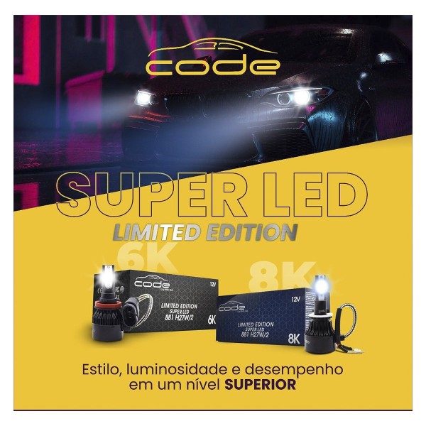 Encontraproduto.com.br - Kit Super Led Tech One 8000k 12v 24v H1 H3 H4 H7 H8 H11 Hb4