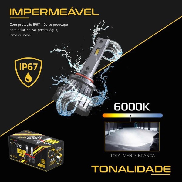 Encontraproduto.com.br - Kit Ultra Led Extreme Cut H8/H9/H11/H16 8800Lm 48W 6000K Code TechOne