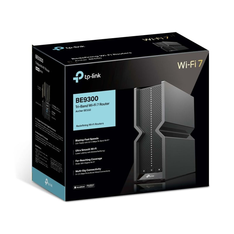 Encontraproduto.com.br - Roteador TP-Link Wi-Fi 7 Tri-Band BE9300 Portas de 2.5G EasyMesh BE550