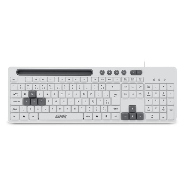 Encontraproduto.com.br - Teclado GK120 com Suporte de Smartphone Branco Multilaser - TC264OUT [Reembalado]