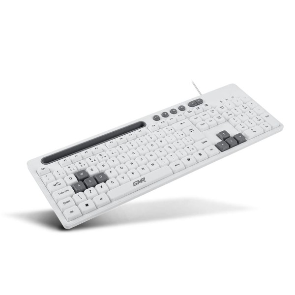 Encontraproduto.com.br - Teclado GK120 com Suporte de Smartphone Branco Multilaser - TC264OUT [Reembalado]