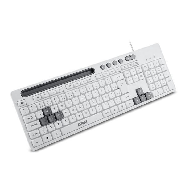 Encontraproduto.com.br - Teclado GK120 com Suporte de Smartphone Branco Multilaser - TC264OUT [Reembalado]