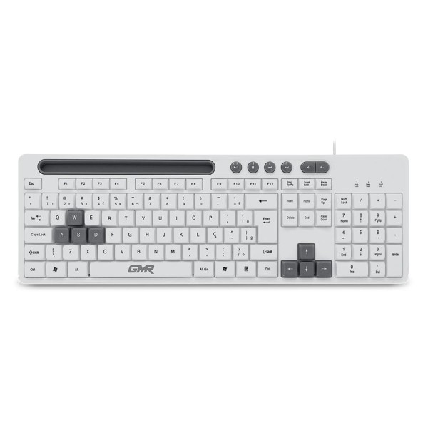 Encontraproduto.com.br - Teclado GK120 com Suporte de Smartphone Branco Multilaser - TC264OUT [Reembalado]
