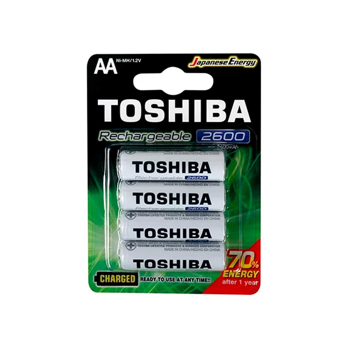 Encontraproduto.com.br - Pilha Recarregável AA com 4 Unidades 2600mAh TNH-6GAE BP-4C - Toshiba