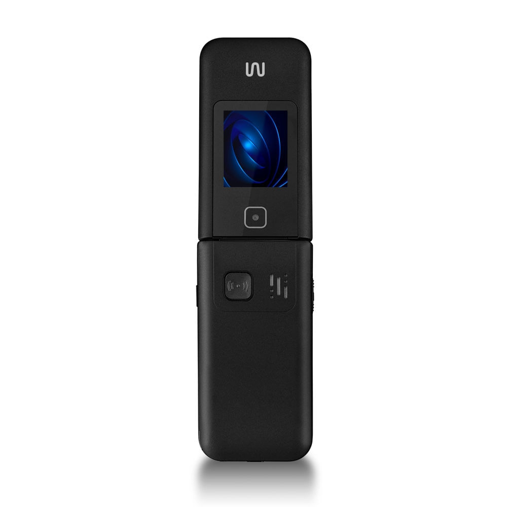 Encontraproduto.com.br - Celular Multilaser Flip Vita Duo Dual Chip com duas telas + Botão SOS + Rádio FM + MP3 + Bluetooth + Câmera Preto - P9145OUT [Reembalado]