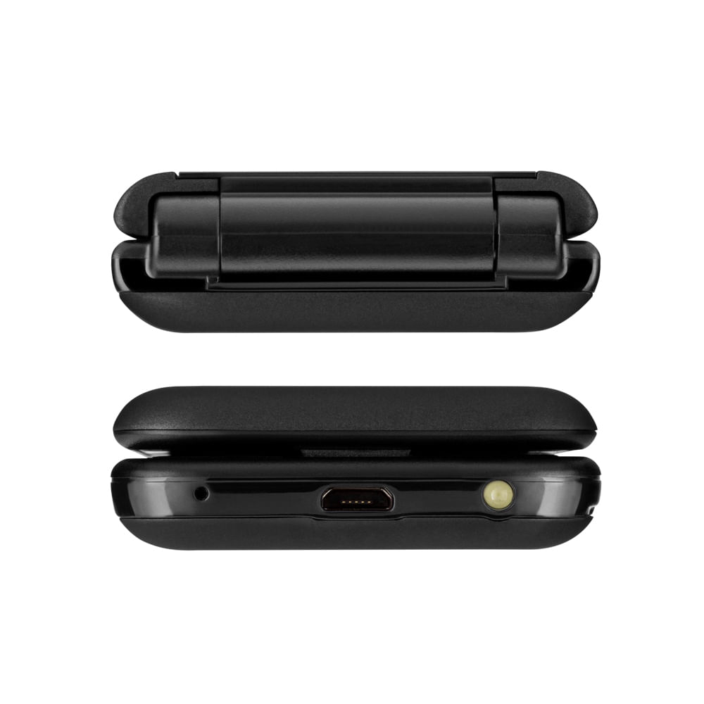 Encontraproduto.com.br - Celular Multilaser Flip Vita Duo Dual Chip com duas telas + Botão SOS + Rádio FM + MP3 + Bluetooth + Câmera Preto - P9145OUT [Reembalado]