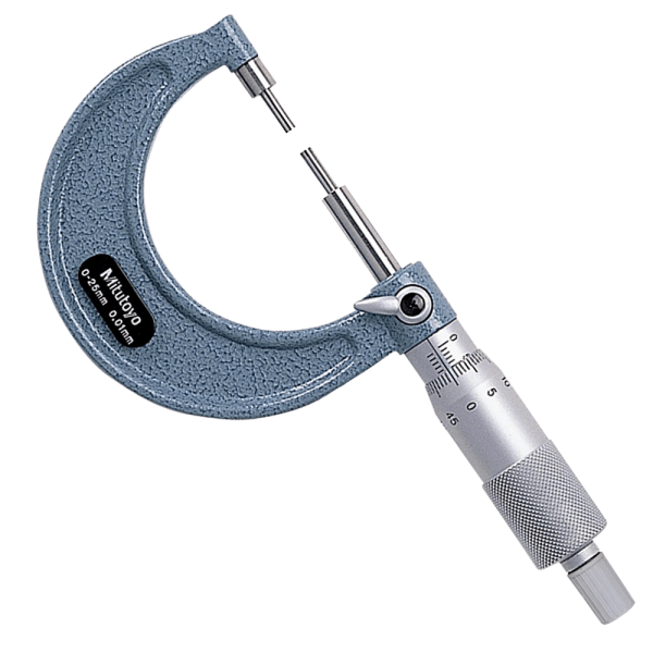 Encontraproduto.com.br - Micrômetro Externo Com Pontas Finas 111-115 Mitutoyo 0-25Mm (0,01Mm)