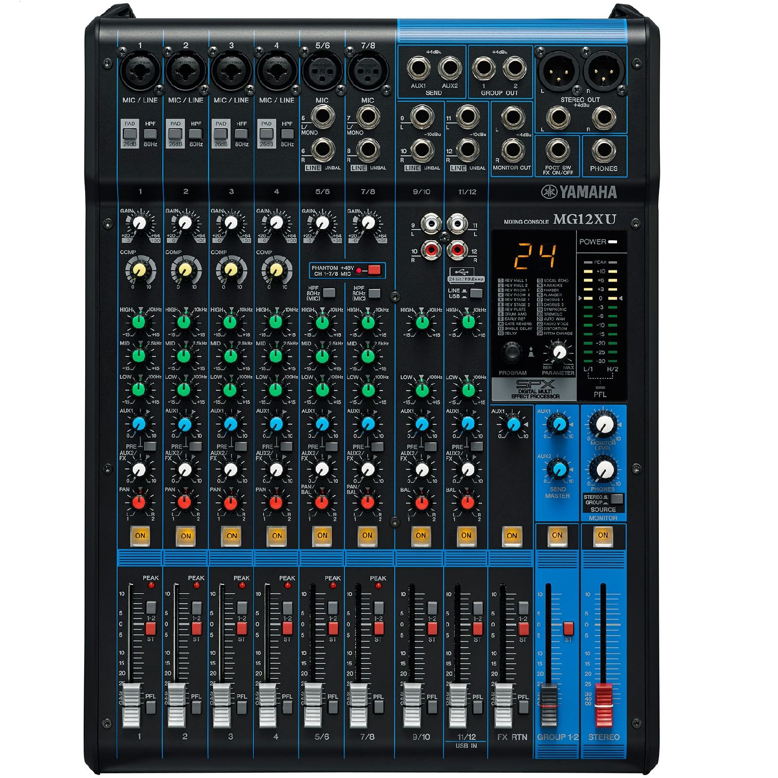 Mesa de Som 12 Entradas USB e EFX MG-12 XU - Yamaha