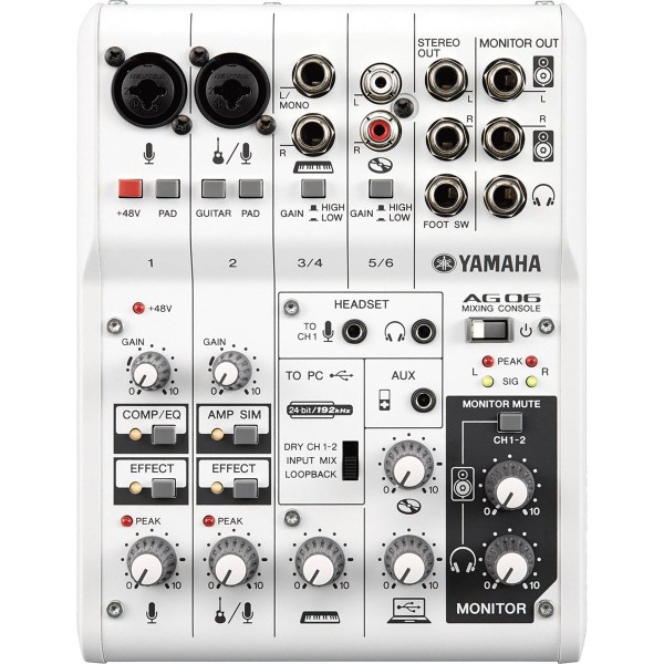 Encontraproduto.com.br - Mesa de som 6 Canais USB 2.0 AG-06 - Yamaha