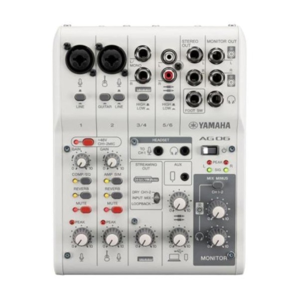 Encontraproduto.com.br - Mesa de som 6 Canais USB 2.0 AG-06 MK2 W/Y - Yamaha