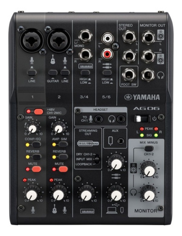 Encontraproduto.com.br - Mesa de Som Yamaha AG06MK2 Preto