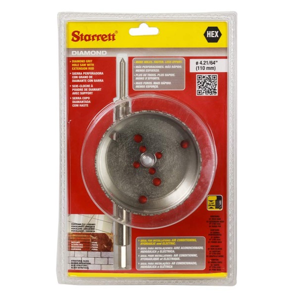 Encontraproduto.com.br - Serra Copo Diamantada 110MM C/ Haste Starret
