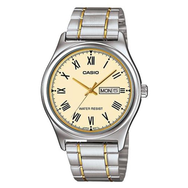 Encontraproduto.com.br - Relógio Masculino Analógico Casio MTP-V006SG-9BUDF - Prata/Dourado