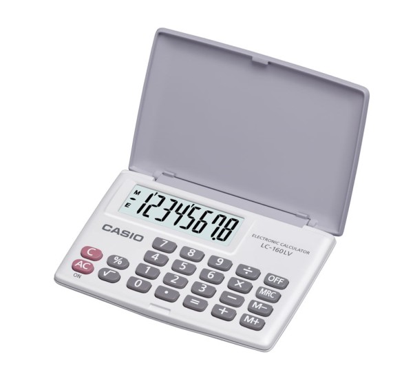 Encontraproduto.com.br - Calculadora Casio ultraportátil horizontal 8 dígitos LC-160LV-WE Branca