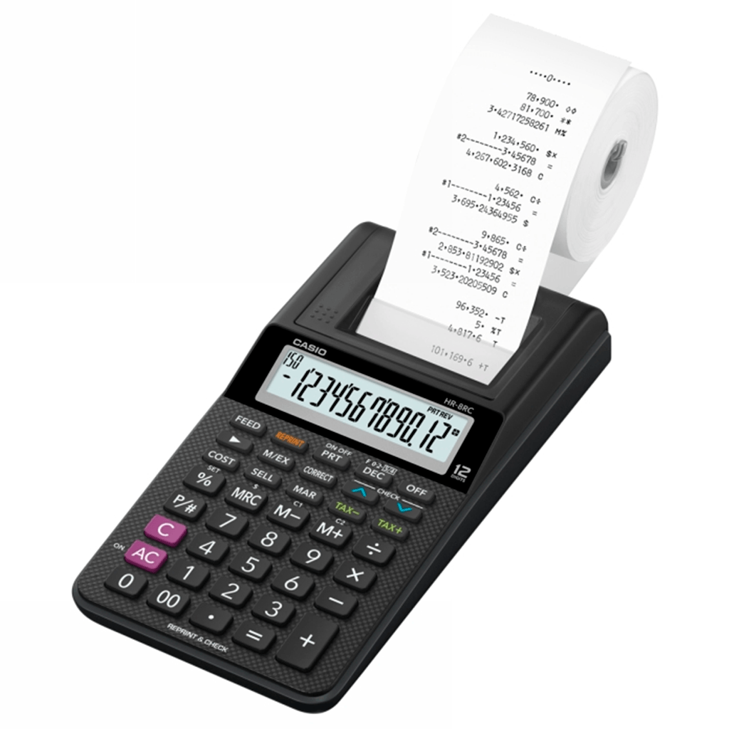 Encontraproduto.com.br - Calculadora de Mesa com Bobina Dig HR-8RC Preta CASIO