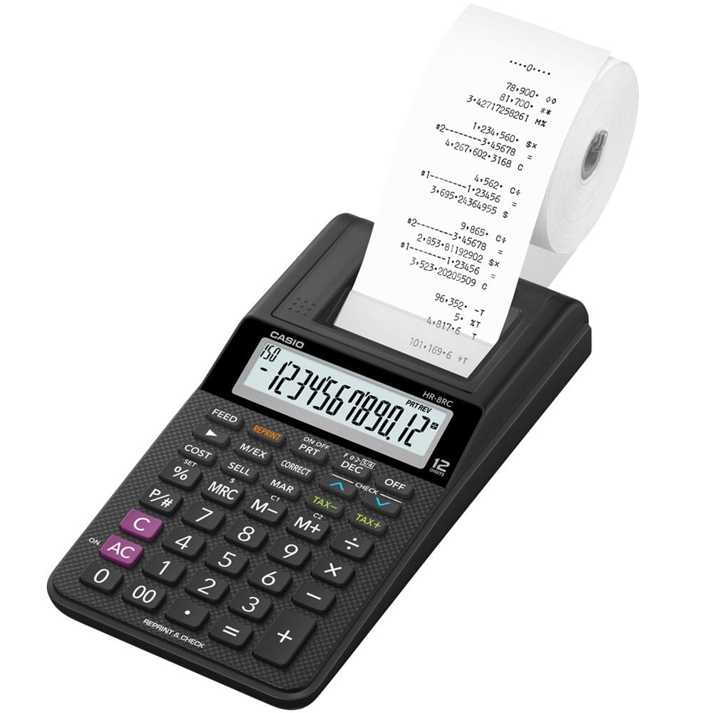 Encontraproduto.com.br - Calculadora de Mesa com Bobina Dig HR-8RC Preta CASIO
