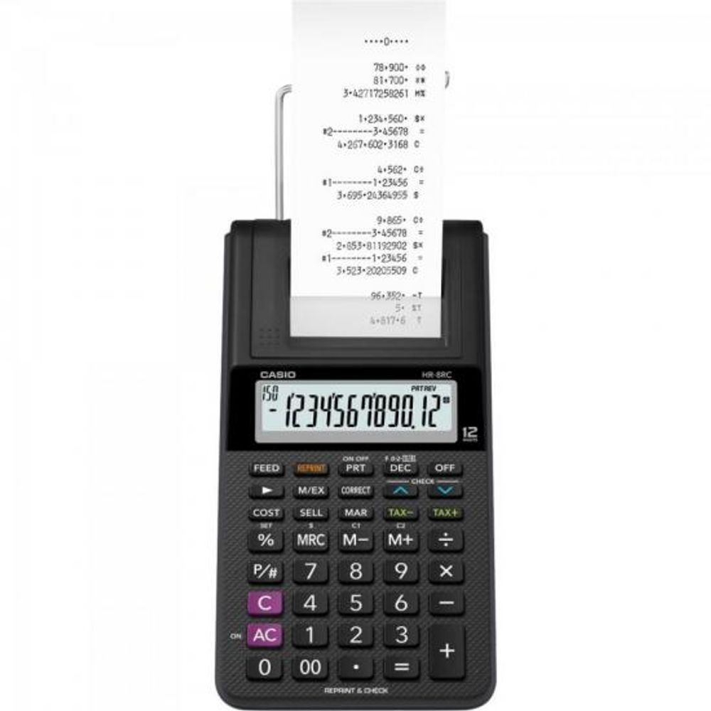 Encontraproduto.com.br - Calculadora de Mesa com Bobina Dig HR-8RC Preta CASIO