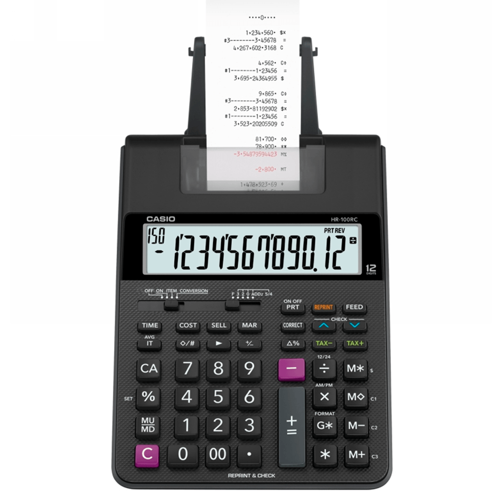 Calculadora de Mesa com Bobina Bivolt Preta HR-100RC CASIO