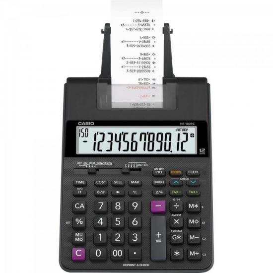 Encontraproduto.com.br - Calculadora de Mesa com Bobina Bivolt Preta HR-100RC CASIO