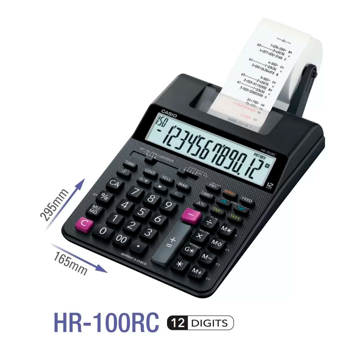 Encontraproduto.com.br - Calculadora de Mesa com Bobina Bivolt Preta HR-100RC CASIO