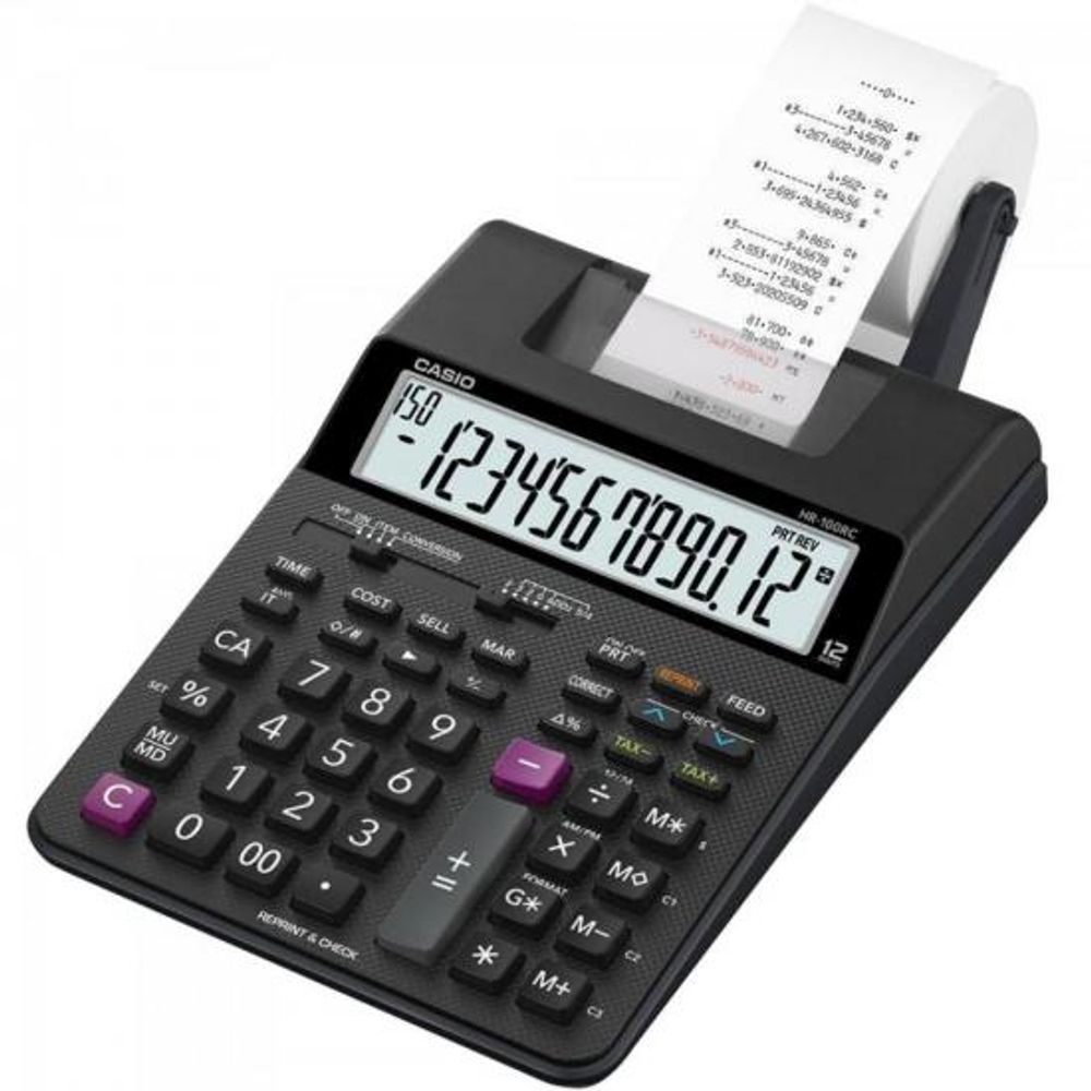 Encontraproduto.com.br - Calculadora de Mesa com Bobina Bivolt Preta HR-100RC CASIO