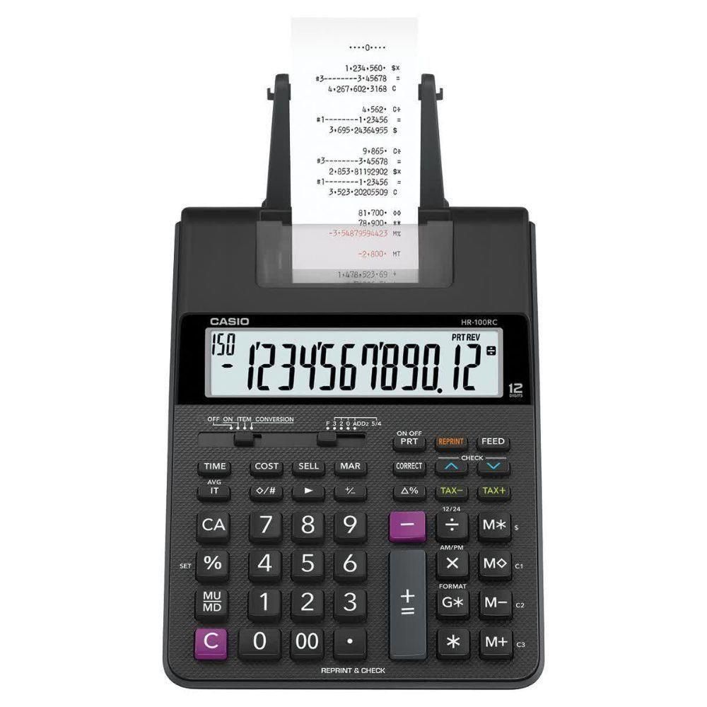 Encontraproduto.com.br - Calculadora de Mesa com Bobina Bivolt Preta HR-100RC CASIO