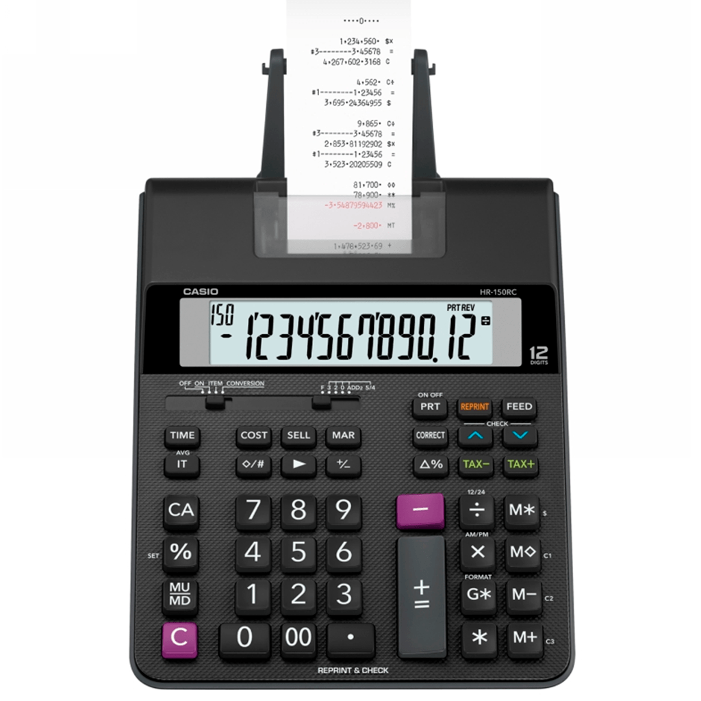 Encontraproduto.com.br - Calculadora de Mesa com Bobina Dig HR-150RC Preta CASIO