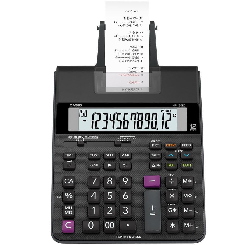 Encontraproduto.com.br - Calculadora de Mesa com Bobina Dig HR-150RC Preta CASIO