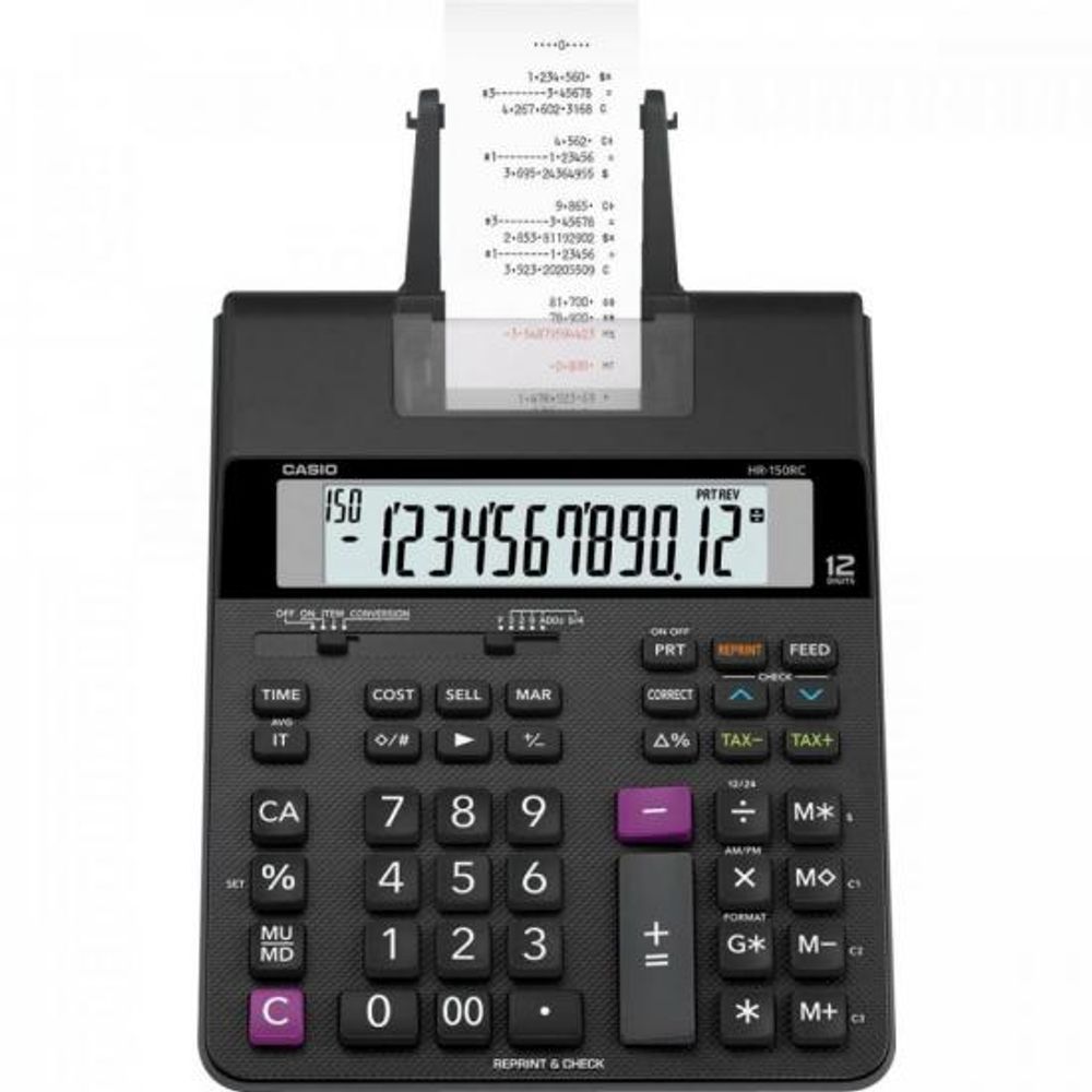 Encontraproduto.com.br - Calculadora de Mesa com Bobina Dig HR-150RC Preta CASIO