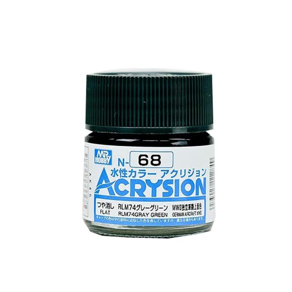 Encontraproduto.com.br - Tinta Acrysion N068 Rlm74 Gray Green Semi Gloss 10 Ml Gunze Guac68
