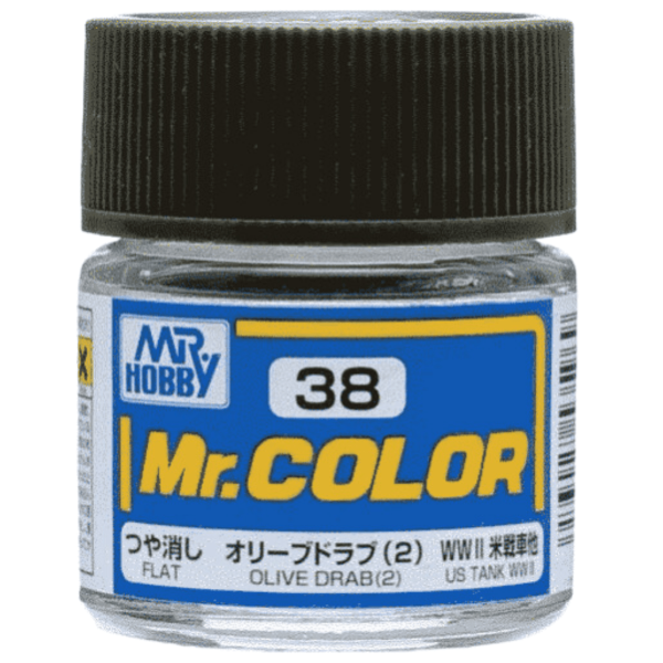 Tinta Esmalte Mr.Color C038 Verde Oliva Semibrilhante Drab (2) Gunze Gumrc38