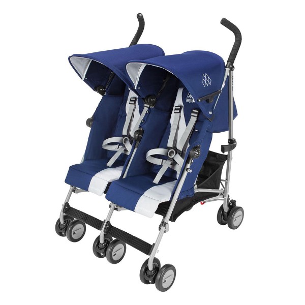 Encontraproduto.com.br - Carrinho de Bebê Passeio para Gêmeos Maclaren Suporta Crianças de Até 15Kg Twin Triumph M012022WSE Azul