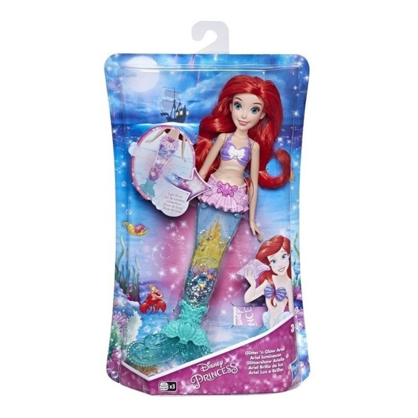 Encontraproduto.com.br - Boneca Articulada - 30 Cm - Princesas Disney - Ariel - Luz e Brilho - Hasbro