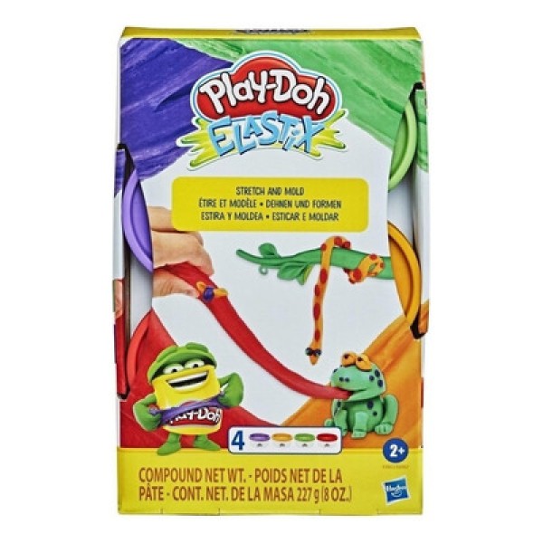 Encontraproduto.com.br - Massa De Modelar - Play-Doh - Elastix Bold - Verde - Roxo - Vermelho e Laranja - Hasbro