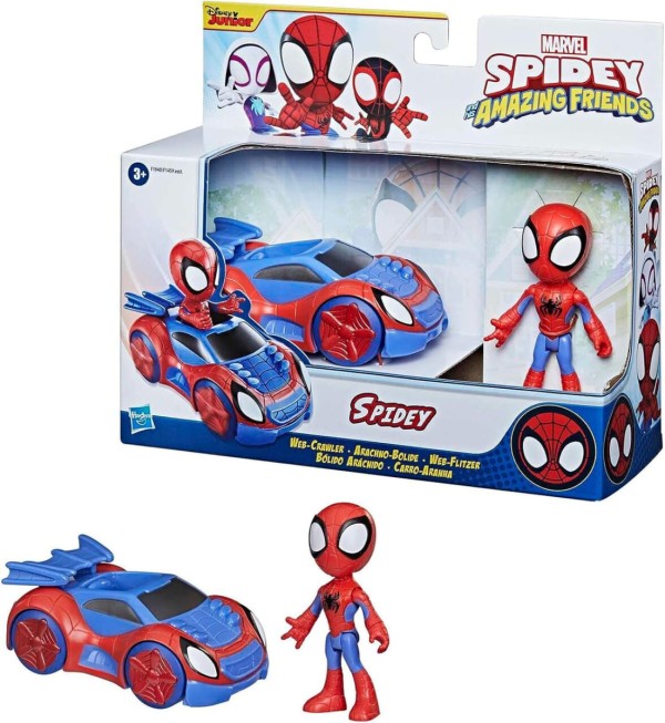 Encontraproduto.com.br - Mini Boneco e Veículo - Marvel - Spidey e Seus Amigos - Spidey e Carro Aranha - Hasbro
