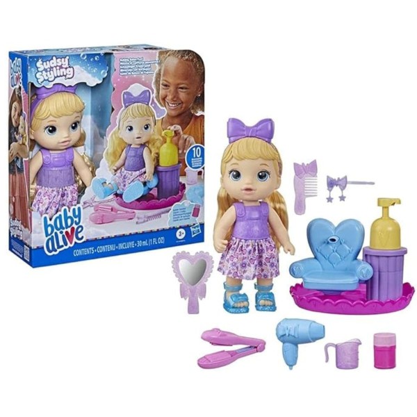 Encontraproduto.com.br - Boneca Baby Alive Hasbro Sudsy Styling Loira F5112