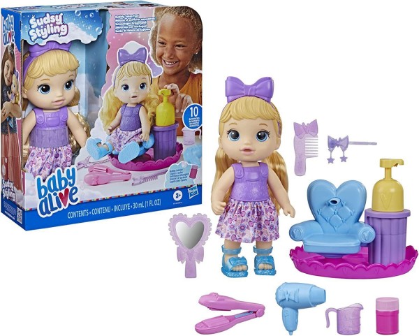 Encontraproduto.com.br - Boneca Baby Alive Hasbro Sudsy Styling Loira F5112