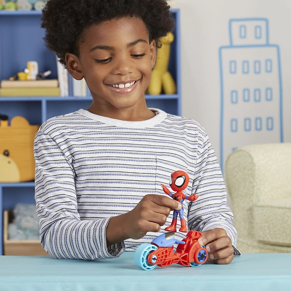 Encontraproduto.com.br - Mini Boneco - Homem Aranha com moto - Marvel - Hasbro