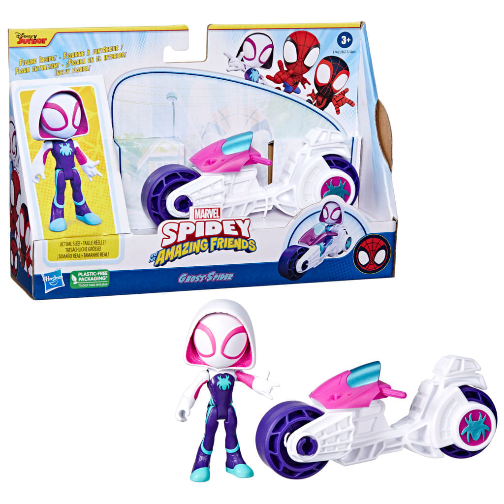 Encontraproduto.com.br - Mini Boneco - Homem Aranha com moto -  Ghost Spider - Marvel - Hasbro