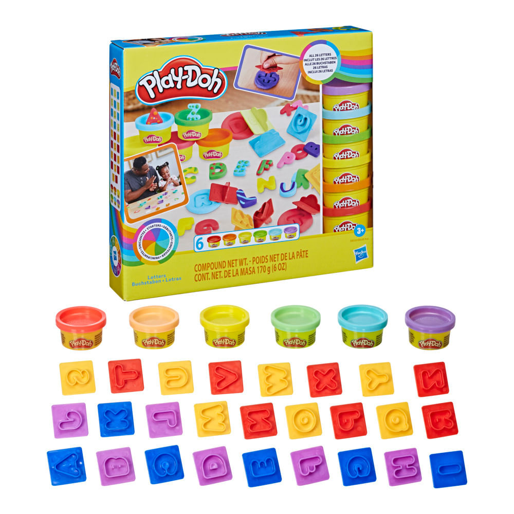 Conjunto Massa de Modelar - Play-Doh - Kit de Letras - 6 Potes de Massinha - Hasbro